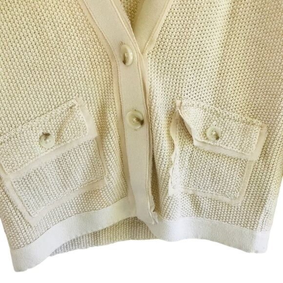 Banana Republic Cream & Gold Accent Thread Knitted Cardigan Size S - Picture 5 of 7